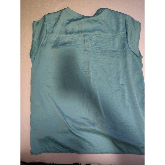 Chico’s Women’s Size 2 (Large 12) Turquoise Short Sleeve Blouse - Picture 3 of 3